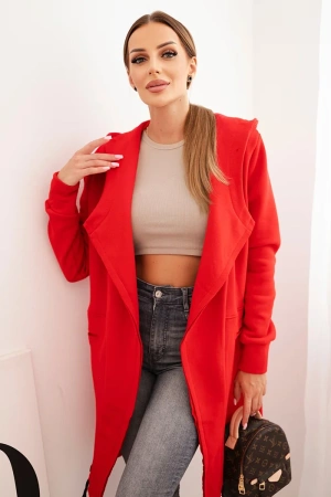 Narzutka ocieplana z kapturem czerwona