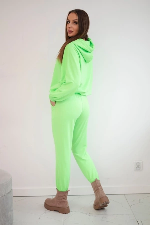 Komplet dresowy z kapturem zielony neon