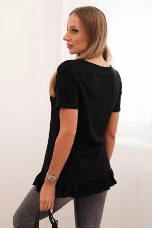Bluzka damska z falbaną na dole czarna