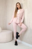 Komplet damski bawełniany z lampasem i ściągaczami pudrowy róż