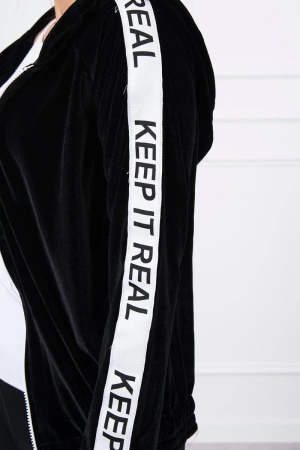 Bluza welurowa z kapturem czarna