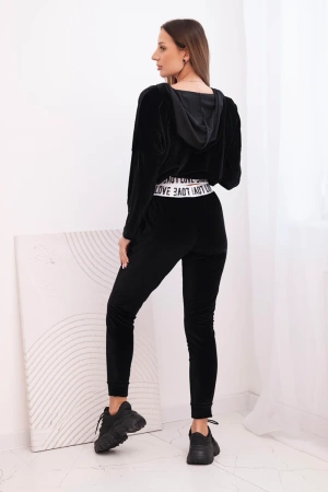 Komplet welurowy z kapturem czarny