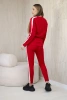 Komplet damski bawełniany z lampasem i ściągaczami czerwona