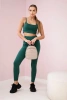 Komplet z bluzką top prążkowany zielony