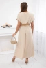 Sukienka długa z ozdobnym paskiem beżowa