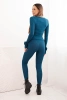 Komplet damska z prążkowanej wiskozy z długim rękawem i legginsami morski