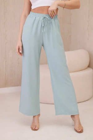 Spodnie z wiskozy z szeroką nogawką ciemno miętowe