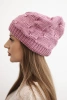 Czapka damska zimowa z wełny z ozdobnym splotem K451 fioletowa