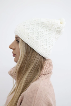 Czapka z polarem Kratka K204 biała