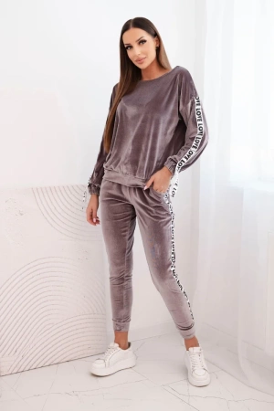 Komplet welurowy Love szary