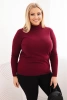 Sweter damski Plus Size z wiskozy z golfem bordowy