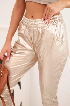 Spodnie dwuwarstwowe z welurem beżowe