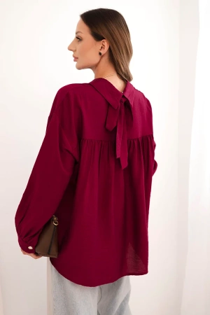 Koszula damska elegancka z wiskozy z ozdobnymi guzikami śliwkowa