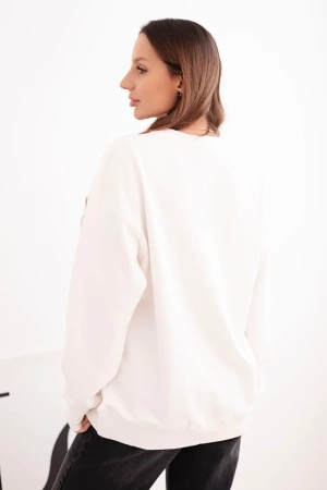 Bluza damska pętelkowa bawełniana z kapturem i kieszenią kangurką biała