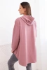 Bluza z dłuższym tyłem i kapturem ciemno różowa