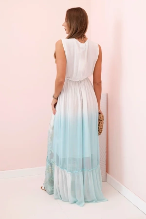 Sukienka damska z wiskozy z haftem miętowa