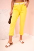 Spodnie damskie z wiskozy z paskiem i podwiniętą nogawką ciemne żółte