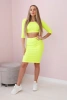 Komplet bluzki ze spódniczką żółty neon