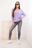 Sweter damska z wiskozą z dekoltem w serek jasno fioletowy