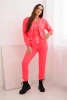 Komplet damski bawełniany 3-częściowy z bluzą, topem i spodniami dresowymi różówy neon