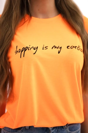 Bluzka Shopping is my cardio pomarańczowy neon