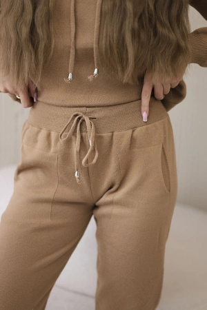 Komplet sweterkowy Bluza + Spodnie camelowy