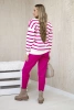 Komplet sweterkowy Bluza w paski + Spodnie fuksja