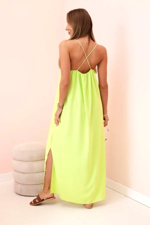 Sukienka długa na ramiączka zielony neon