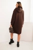 Sukienka damska bawełniana z kapturem ocieplana brązowa