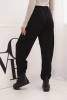 Spodnie damskie z wysokim stanem i wiązaniem w pasie czarne