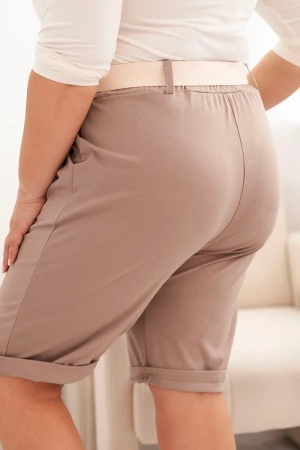 Spodenki damskie bawełniane Plus Size z paskiem fango