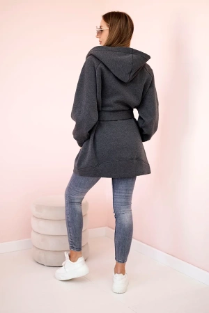 Narzutka ocieplana wiązana w pasie grafitowa