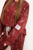 Komplet dresowy damski oversize z wiskozy z wydłużoną bluzą i efektem sprania bordowy