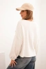 Bluza damska z ozdobnym wykończeniem na dole ecru
