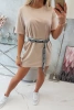 Sukienka z ozdobnym paskiem beżowa