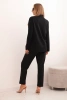 Komplet damska z wiskozą z ozdobami i elastycznymi spodniami czarny
