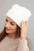 Czapka damska zimowa z wełny z ozdobnym splotem K451 ecru