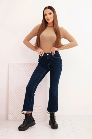 Bluzka damska z kaszmiru z golfem i długim rękawem camelowa