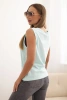 Bluzka damska bez rękawów z bawełny o klasycznym kroju miętowa