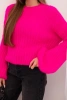 Sweter damski z moheru z bufiastymi rękawami fuksja neon
