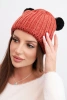 Czapka damska zimowa wełniana z pomponem K433 ruda