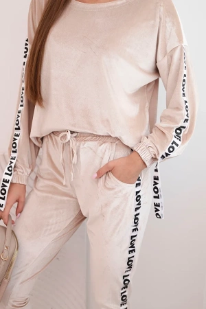 Komplet welurowy Love beżowy