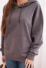 Bluza damska pętelkowa bawełniana z kapturem i kieszenią kangurką grafitowa