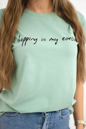 Bluzka Shopping is my cardio ciemno miętowa