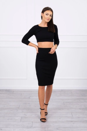Komplet bluzki ze spódniczką czarny