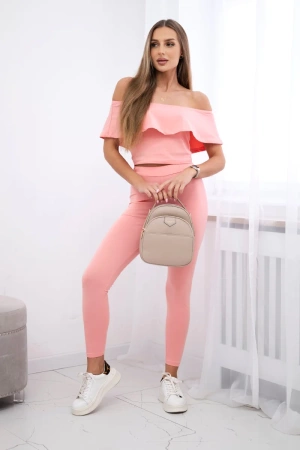 Komplet z falbanką morelowa