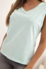 Bluzka damska bez rękawów z bawełny o klasycznym kroju miętowa