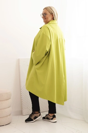 Narzutka damska Plus Size Punto z bawełną i guzikami pistacjowa