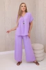 Komplet z naszyjnikiem bluzka + spodnie jasny fioletowy