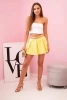 Spódnico-spodenki damskie z zakładkami i paskiem żółte